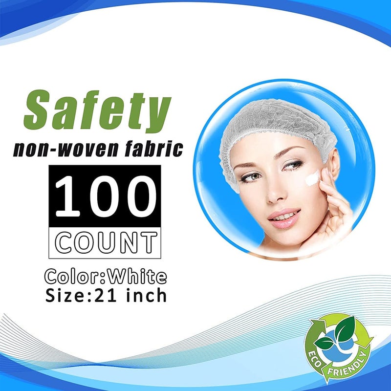 Smilco Disposable Bouffant Caps, 21inches Hair Net, Elastic Dust Cap for Food Service, Sleeping Head Cover (White) - Image 2